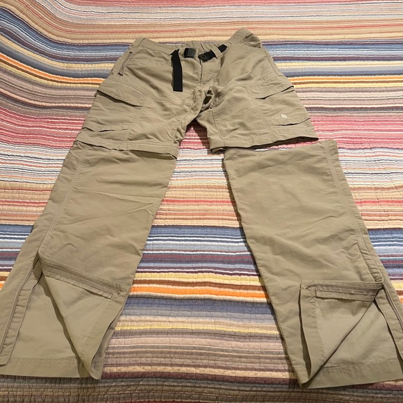 The North Face Mens Convertible Cargo Pants Khaki Zip Off Legs Outdoor Size S
